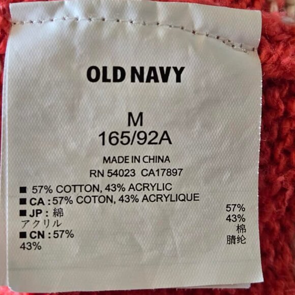Size Medium Old Navy Coral & White Striped 3/4 Sleeve Sweater - Picture 8 of 10